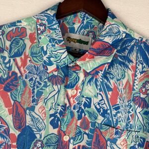 NEW Tipsy Elves Island Breeze Hawaiian Shirt Mens Large Blue Pink Floral Island